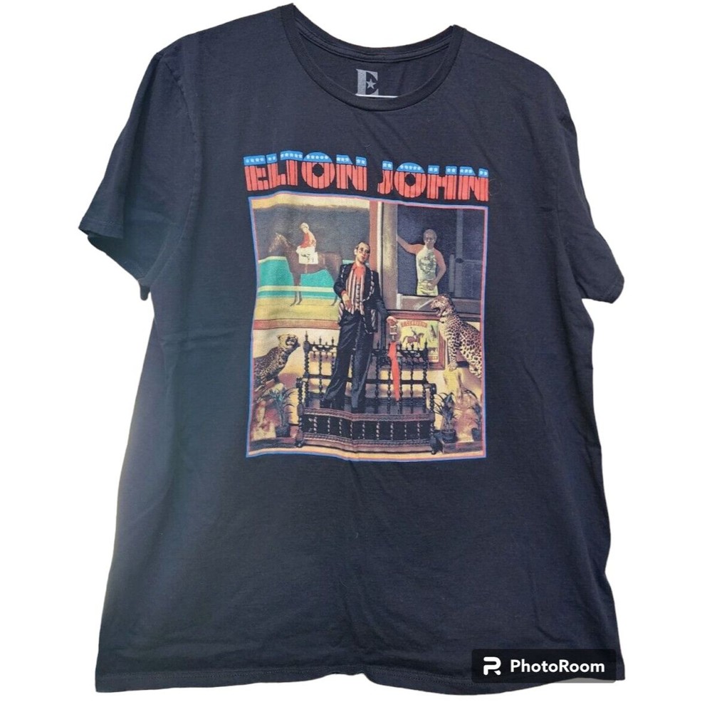 Elton John Black T-Shirt Size XL Officially Licensed Band Retro Pop Rock